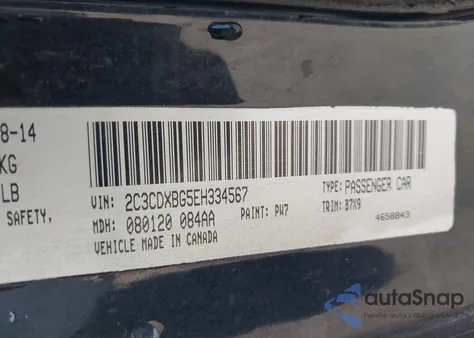 2014 Dodge Charger Se из США, поврежденный, VIN 2C3CDXBG5EH334567